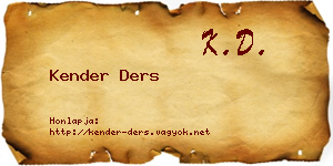 Kender Ders névjegykártya